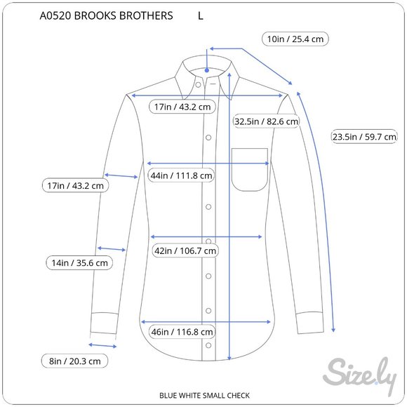 Brooks Brothers Men's L Check Shirt Blue & White Button Pocket Drop Tail Cotton - Picture 11 of 11